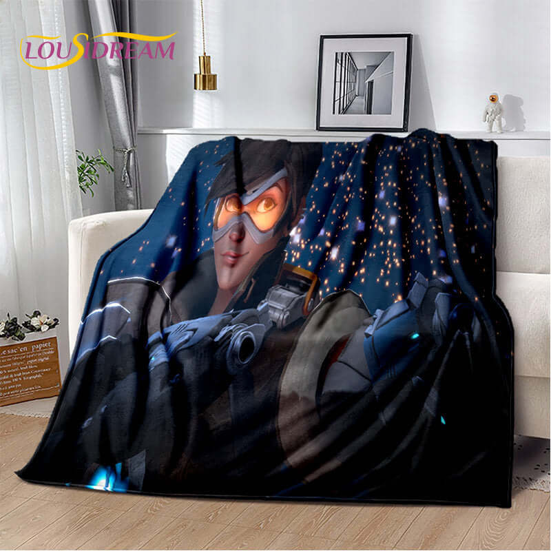 Overwatch Game Gamer D.Va Reaper Soft Plush Blanket, Flannel Blanket Throw Blanket for Living Room Bedroom Bed Sofa Picnic Kid 3D