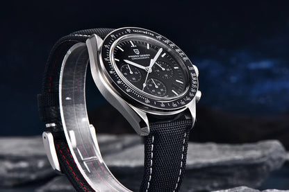 Zegarek PAGANI DESIGN Moon – luksusowy męski chronograf kwarcowy w sportowym stylu, szafirowe szkło z powłoką antyrefleksyjną, luminescencyjny wyświetlacz