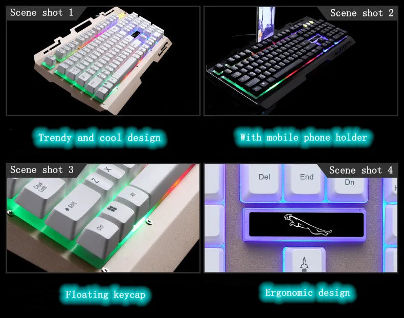 USB Keyboard G700 Waterproof Business Personality Mechanical Feel Metal Glow Mobile Phone Stand Gaming Keyboard