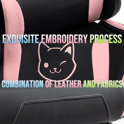 Cute Gaming Chair with Cat Ears, Pink Kawaii Ergonomic Gamer Chair with Footrest, Cat Paw Lumbar Support, High Back Computer Gaming Chair
