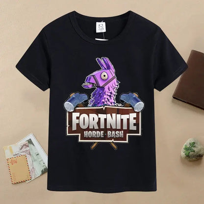 Sommer-Fortnite-Kinder-T-Shirt mit Cartoon-Spielfigur-Print, lässiges Sport-T-Shirt für Jungen, kurzärmelig, Kinderbekleidung