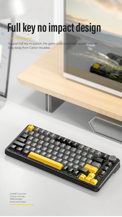 ATTACK SHARK X85/X85Pro Wireless Mechanical Keyboard 75% 82 Keys Tri-Mode Bluetooth Wird RGB Hot Swap Gasket Knob Large battery
