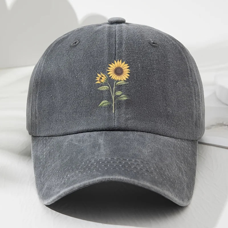 Retro saulėgrąžų rašto beisbolo kepurė „Dad Hat“, tinkanti lauko sportui, žvejybai ir stovyklavimui, žygiai