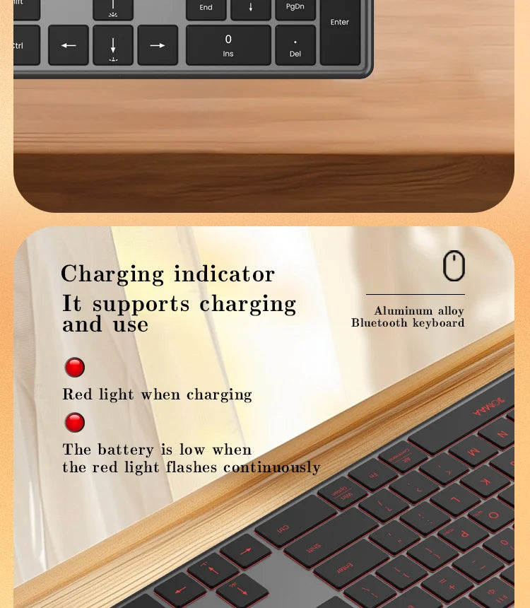 Backlight Bluetooth Keyboard Multi-Device Full Size Wireless Keyboard with Number Pad,Rechargeable Slim Multimedia Keyboard