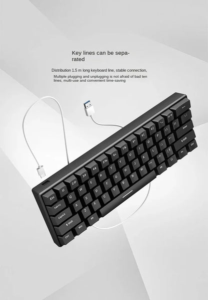 Mechanical keyboard Gamer keyboards mini Usb 61-Key Computer 60% kit upgrade Wired ergonomic semi mechanical white teclado pc