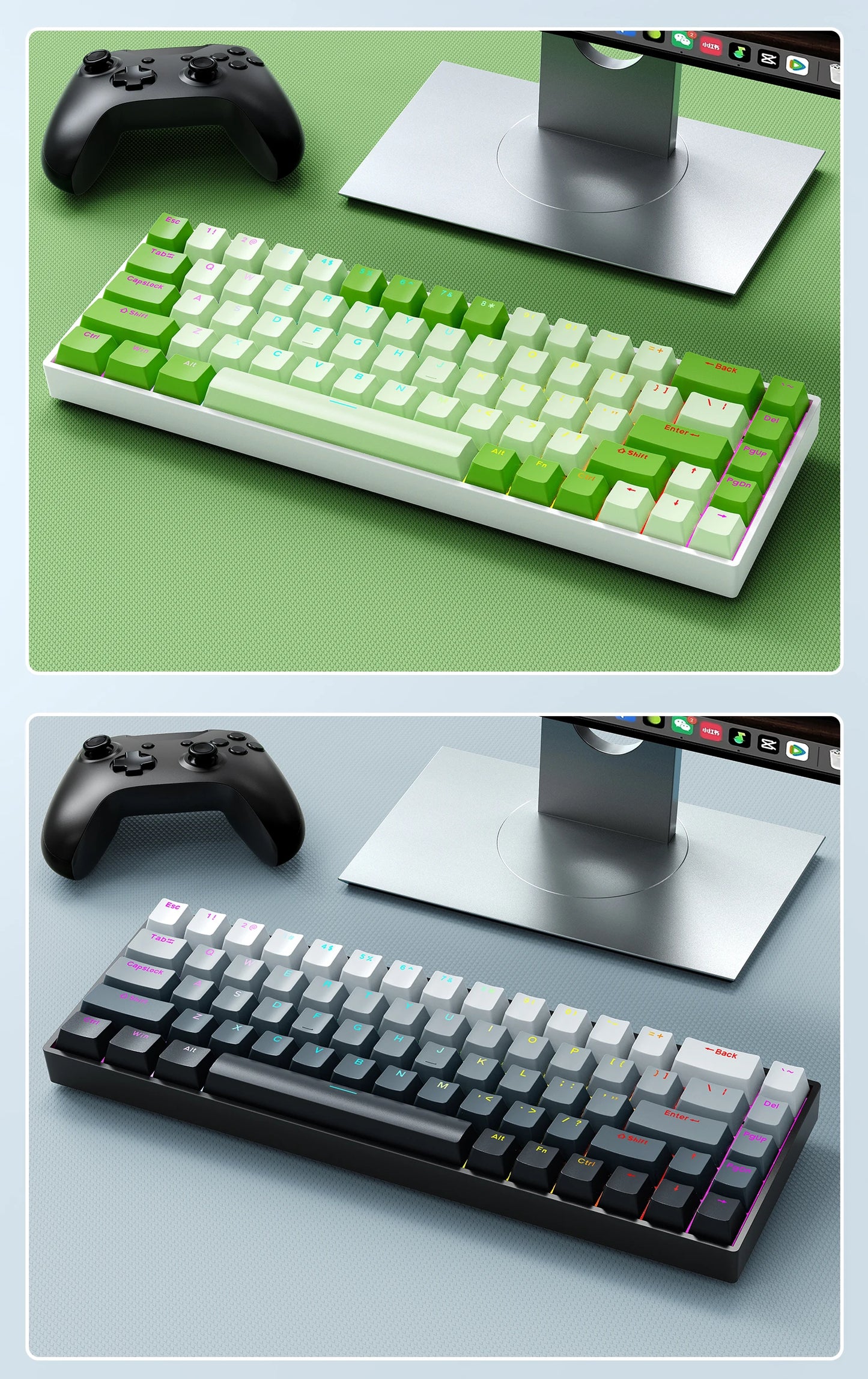 K68    68Key Wireless Mechanical Keyboard Tri-mode Connection,Full Key Hot Swap,RGB lighting Effects,Gasket Muffler Structure, L