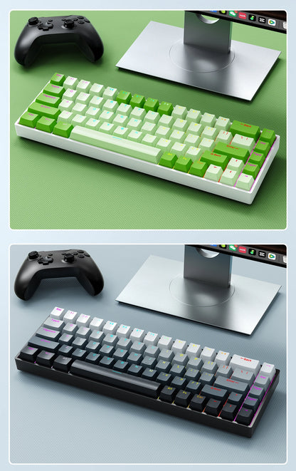 K68    68Key Wireless Mechanical Keyboard Tri-mode Connection,Full Key Hot Swap,RGB lighting Effects,Gasket Muffler Structure, L