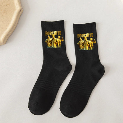 Fortnite Socks Cartoon Game Character Long Sock for Kids tudents in Spring and Autumn Solid Color Cotton Socks Birthday Gifts