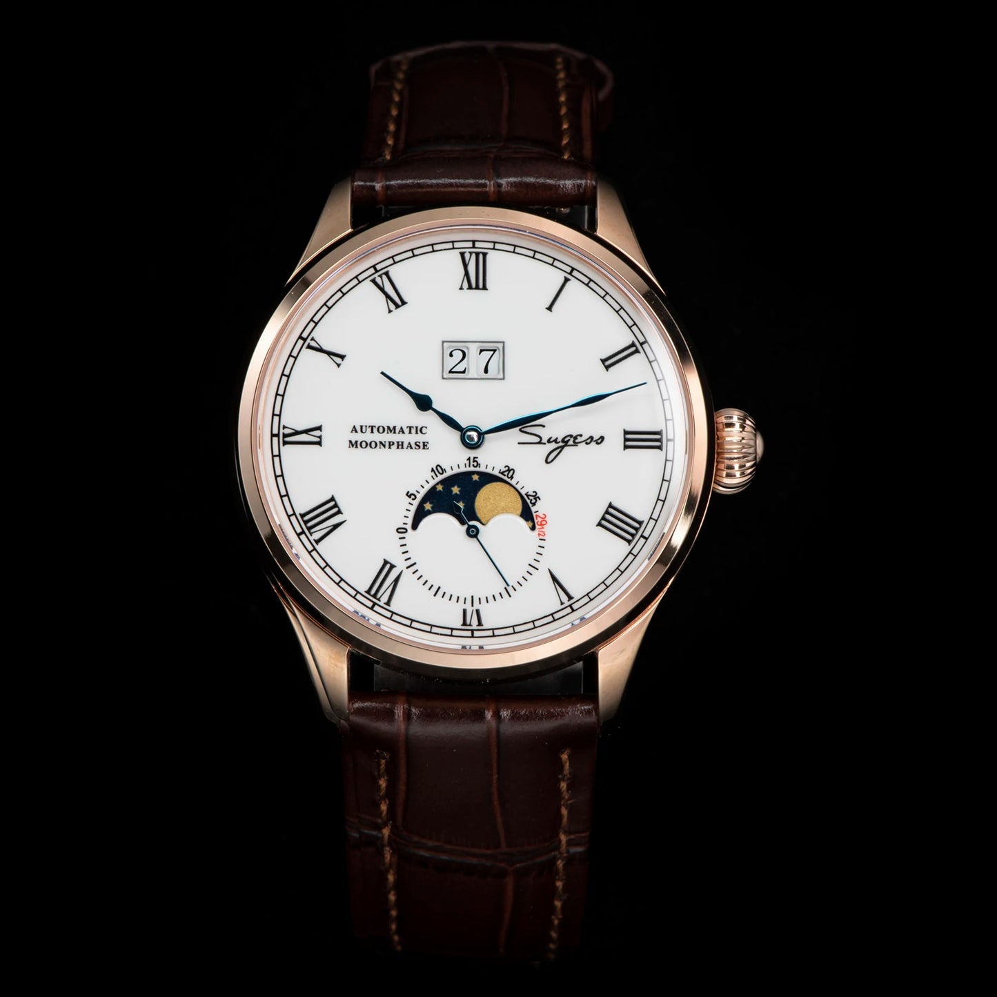 Sugess Watch Tianjin ST25 Automatic Mechanical Movement Real Moonphase Men Watches Luxury Wristwatch Retro Reloj Hombre Sapphire
