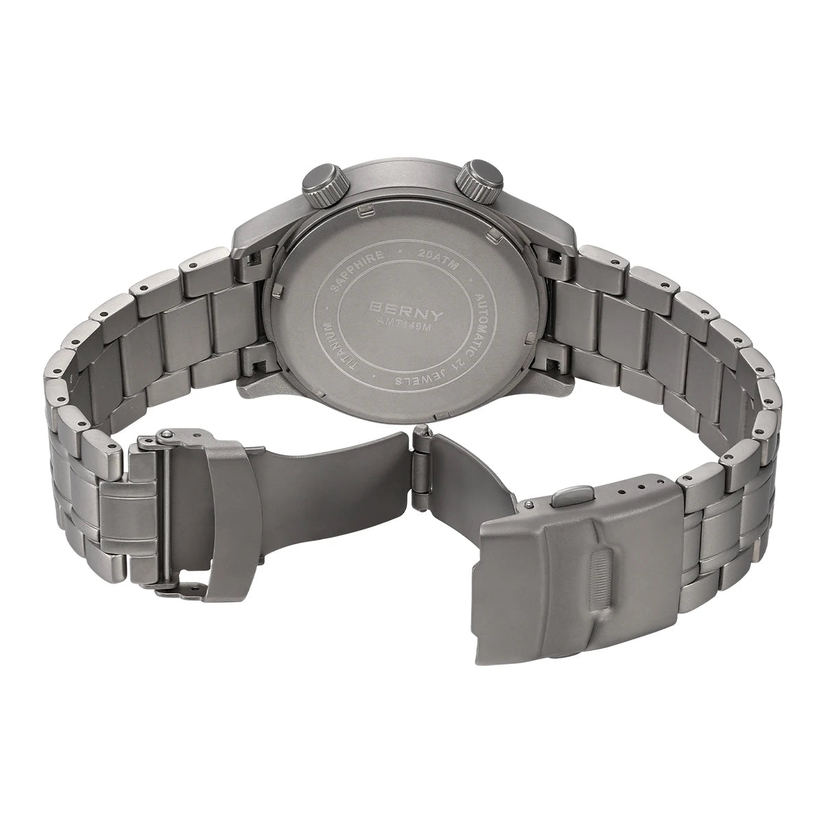 BERNY Automatic Full Titanium Diver Watch For Men Supper Luminous Sappire AR Coated Miyota 8215 Dual Crown Mechanical Dive Watch