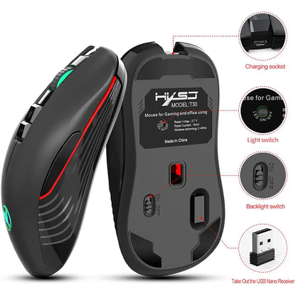 Ασύρματο ποντίκι USB-C 2.4G, επαναφορτιζόμενο gaming ποντίκι 3600DPI με 7 κουμπιά, αθόρυβο ποντίκι Type-C για Macbook, laptop, PC, παιχνίδια και υπολογιστή