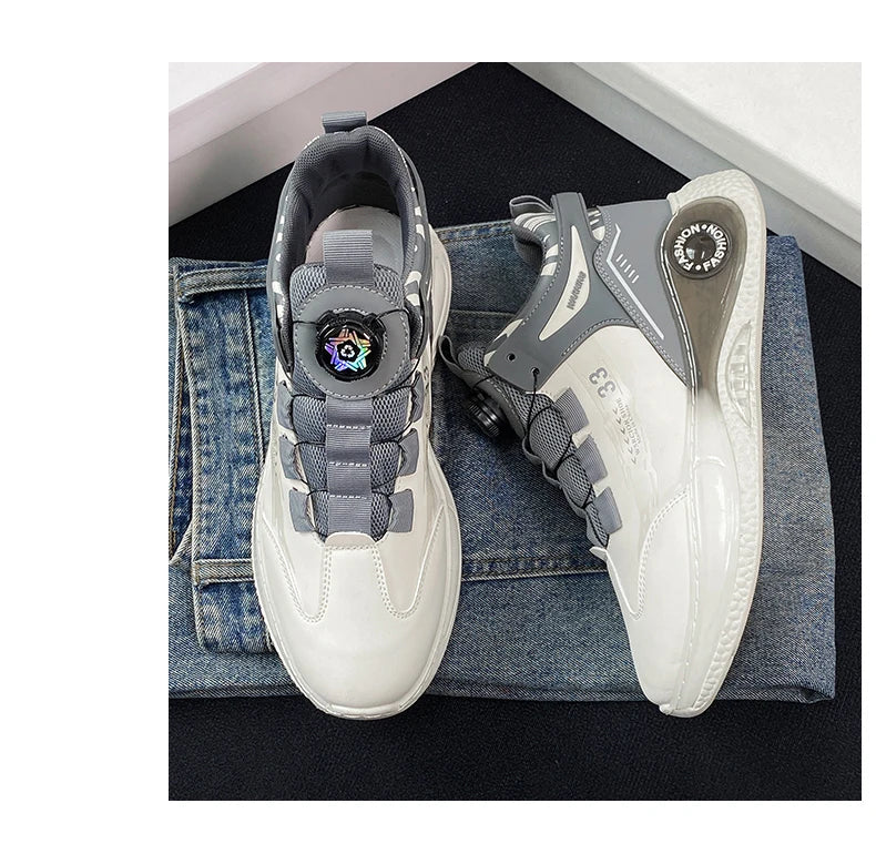 Herren-Sneaker mit drehbarer Schnalle – bequeme, rutschfeste Schnürschuhe für Outdoor-Aktivitäten