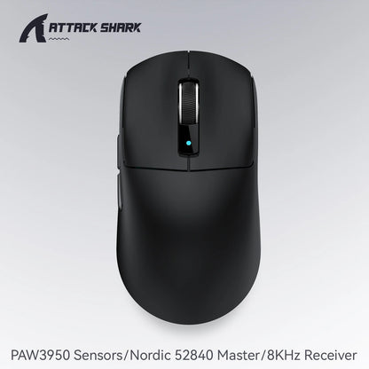 ATTACK SHARK R6 PAW3950MAX Ασύρματο Gaming Ποντίκι, 8Khz Polling, Υπερελαφρύ 39g, Nordic 52840 MCU, Οπτικοί Μικροδιακόπτες Omron
