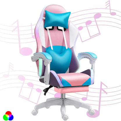 RGB LED Gaming Chair for Adults with Speakers, Ergonomic Gaming Chair, Reclining Computer Gaming Chair with Lumbar Support & Adjustable Height
