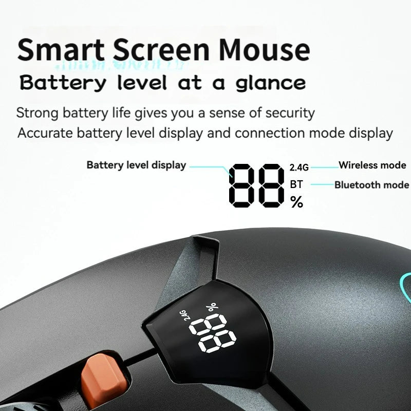 2.4G Bluetooth trådløs mus med skærmdisplay, kraftigt 600mAh-batteri med stor kapacitet og lydsvage knapper til gaming og kontorbrug