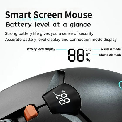 2.4G Bluetooth trådløs mus med skærmdisplay, kraftigt 600mAh-batteri med stor kapacitet og lydsvage knapper til gaming og kontorbrug
