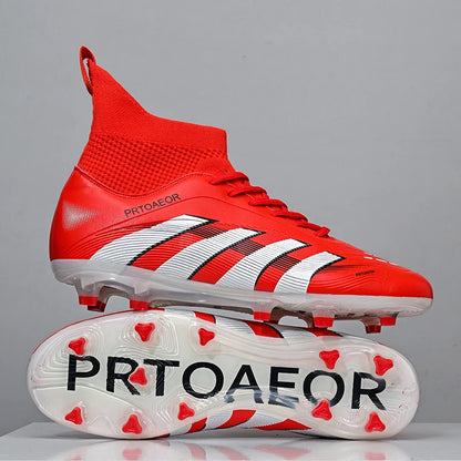 Nouvelles chaussures de football professionnelles pour hommes, crampons de football antidérapants TF/FG, baskets pour garçons, chaussures de sport confortables à la cheville, unisexes
