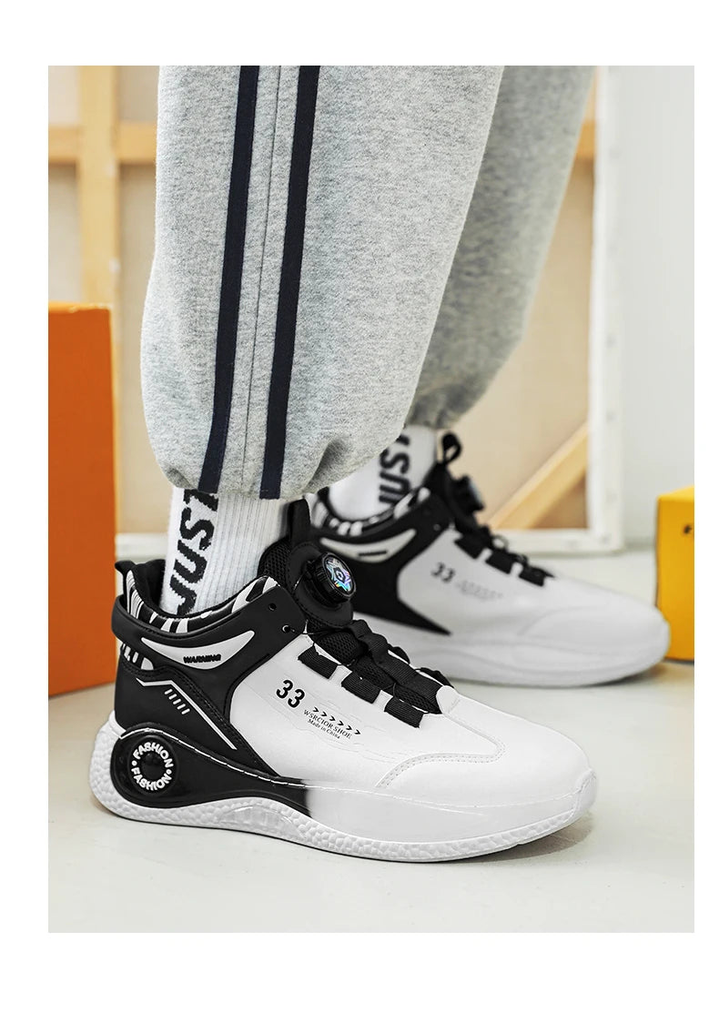 Herren-Sneaker mit drehbarer Schnalle – bequeme, rutschfeste Schnürschuhe für Outdoor-Aktivitäten