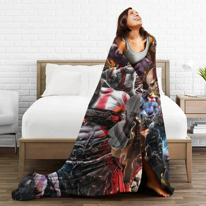 God of War Game Gamers Kratos Blanket  Decorative Flannel Bedding Throws For Couch Chair Sofa Bed Soft Bedspread Gift Idea