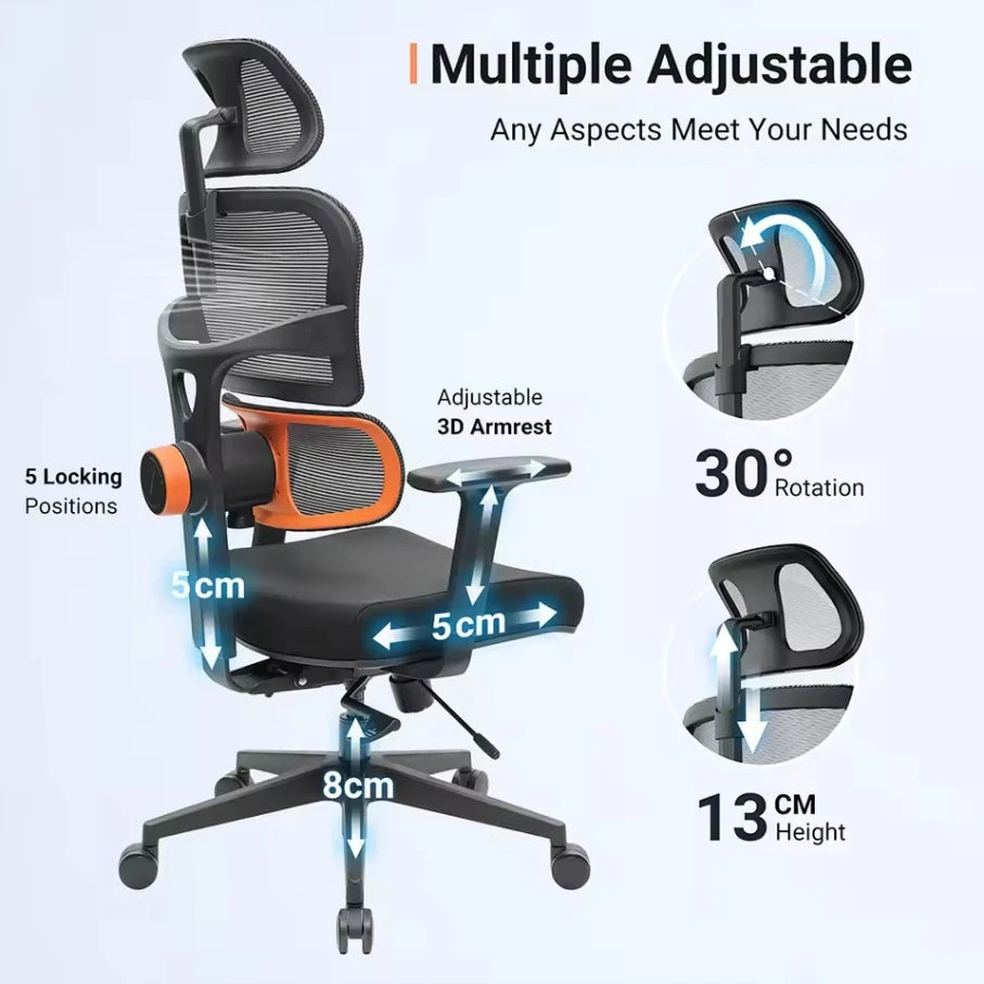 NEWTRAL NT001 Ergonomic Office Chair with Auto-Following Lumbar Support, Adjustable Headrest, 3D Armrest, Reclining Executive Desk Chair