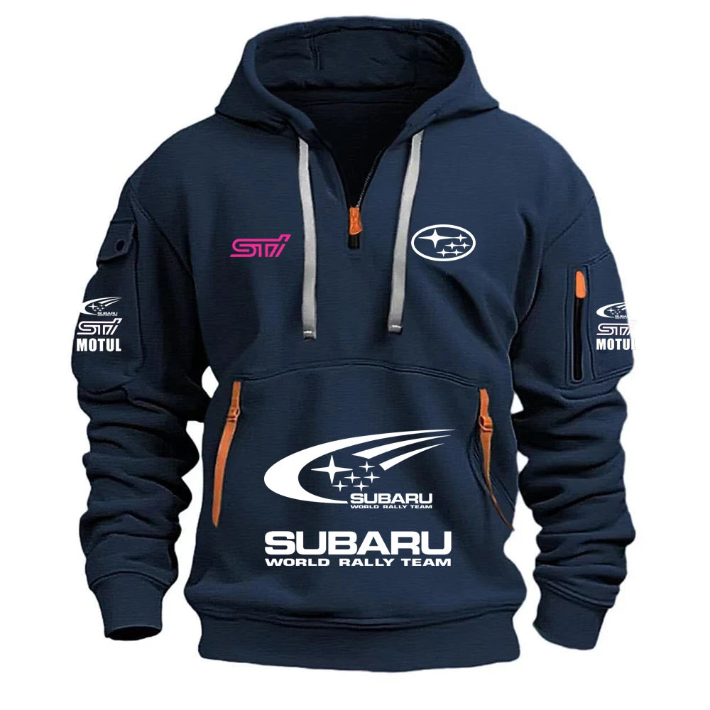 2026 New SUBARU Racing European Size Autumn/Winter Men's Hooded Kangaroo Pocket Hooded Sports Fleece Hoodie Top Coat