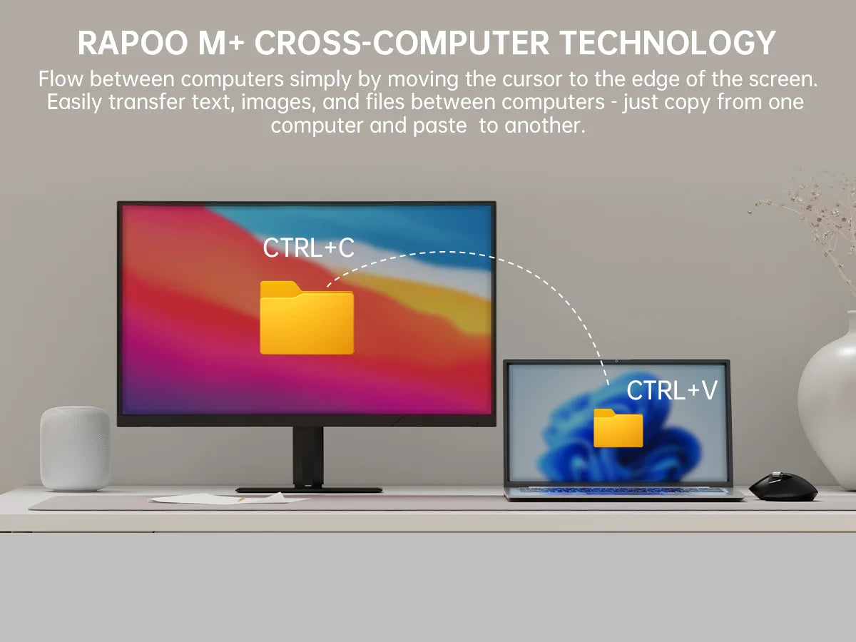 Rapoo MT760L/MT760M monen tilan ladattava langaton hiiri, ergonominen, 4000 DPI, tukee jopa 4 laitetta, Bluetooth-hiiri