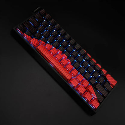 Contour Black and Red Side Engraved Translucent Keycaps PBT 128 Key Cherry Keycaps Suitable for Wooting Mechanical Keyboards