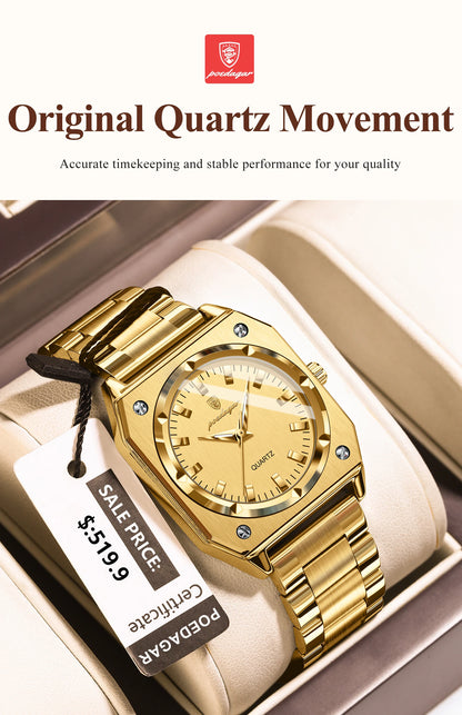 POEDAGAR Fashion Square Ladies Wristwatch Stainless Steel Waterproof Luminous Woman Watch Elegant Luxury Women's Quartz Watches