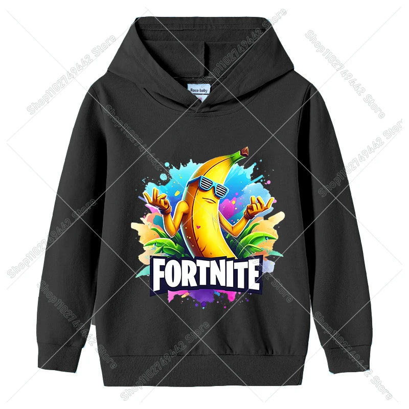 Fortnite-Kinder-Hoodies für den Herbst, Kapuzen-Sweatshirt für Jungen und Mädchen, dünner Trainingsanzug, langärmelige Pullover-Oberteile, Sportbekleidung, Kinderkleidung