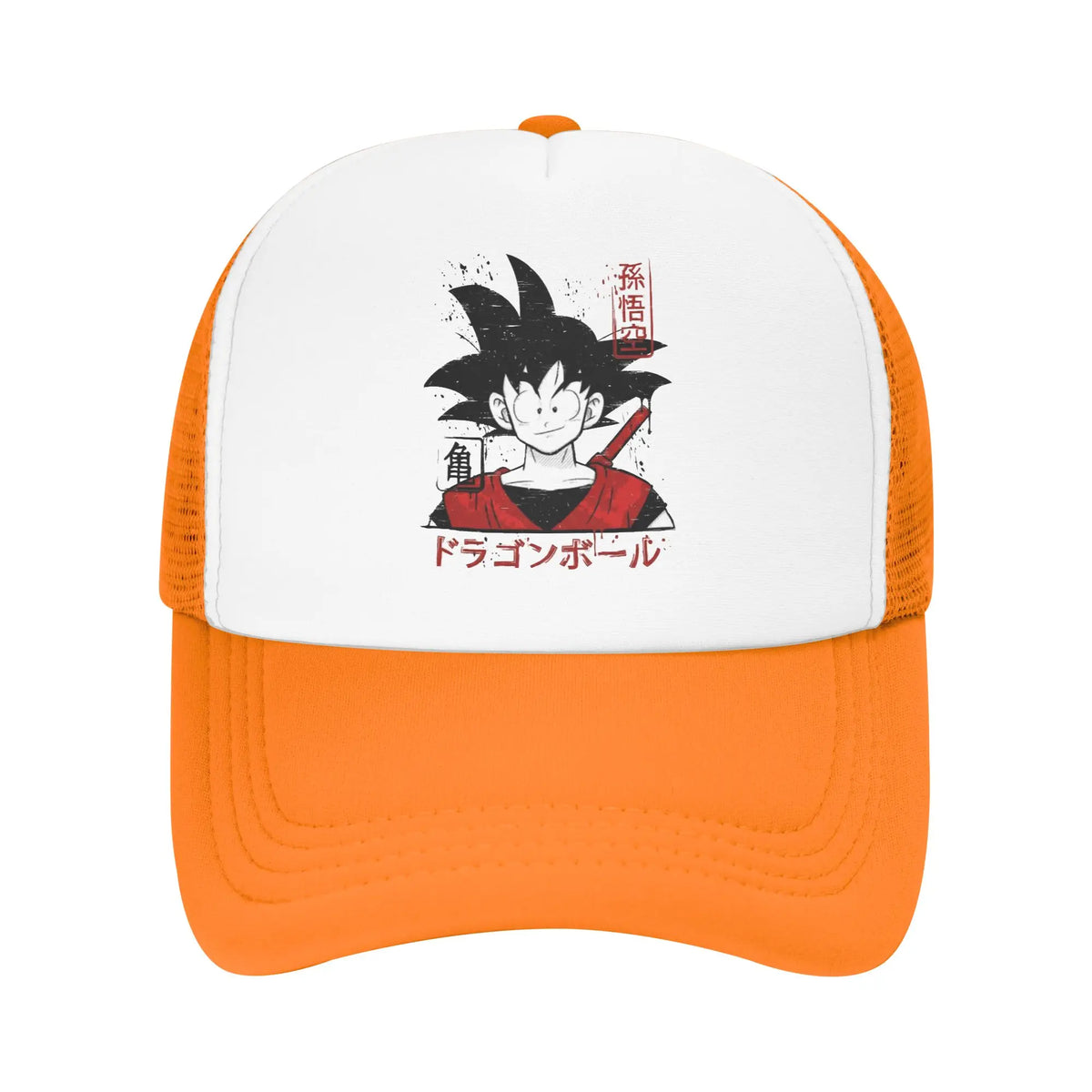 Japońska czapka z daszkiem Goku z serii Dragon Ball Z z siateczką – unisex, modne czapki przeciwsłoneczne, czapki typu snapback, czapki wędkarskie, zimowe czapki typu trucker