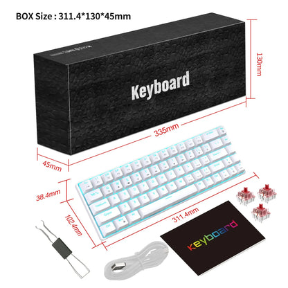 Glo 68 Keys Mechanical Keyboard Ergonomics RGB Backlit LED Hot Swappable Blue Switch Gaming Keyboard for PC Laptop Office