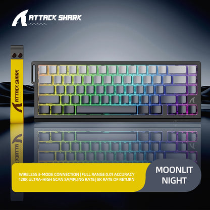 Teclado gaming magnético ATTACK SHARK X68HE X68PRO HE e FREEWOLF F68 com fios F68Pro sem fios para gaming profissional 0.01mm Rapid Trigg