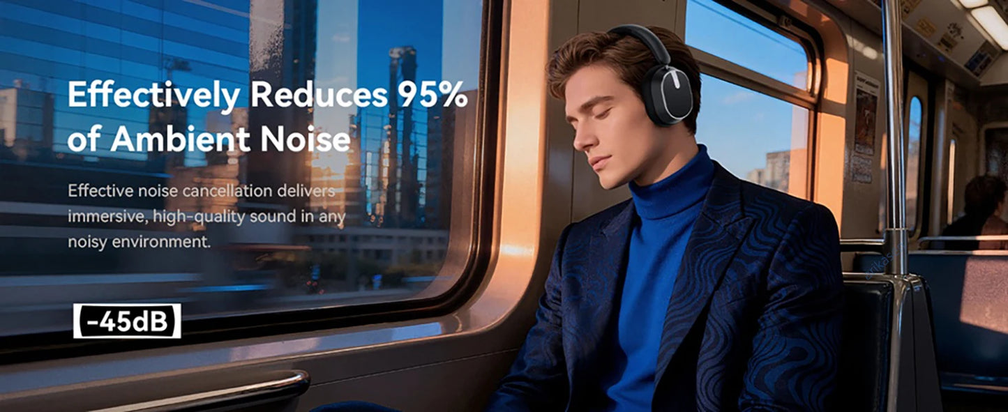Active Noise Cancelling Headphones Bluetooth 6.0 Wireless Over-Ear Headphones with 120H Battery, 6-Mic ENC Calls, LED Power Display & Spatial Audio