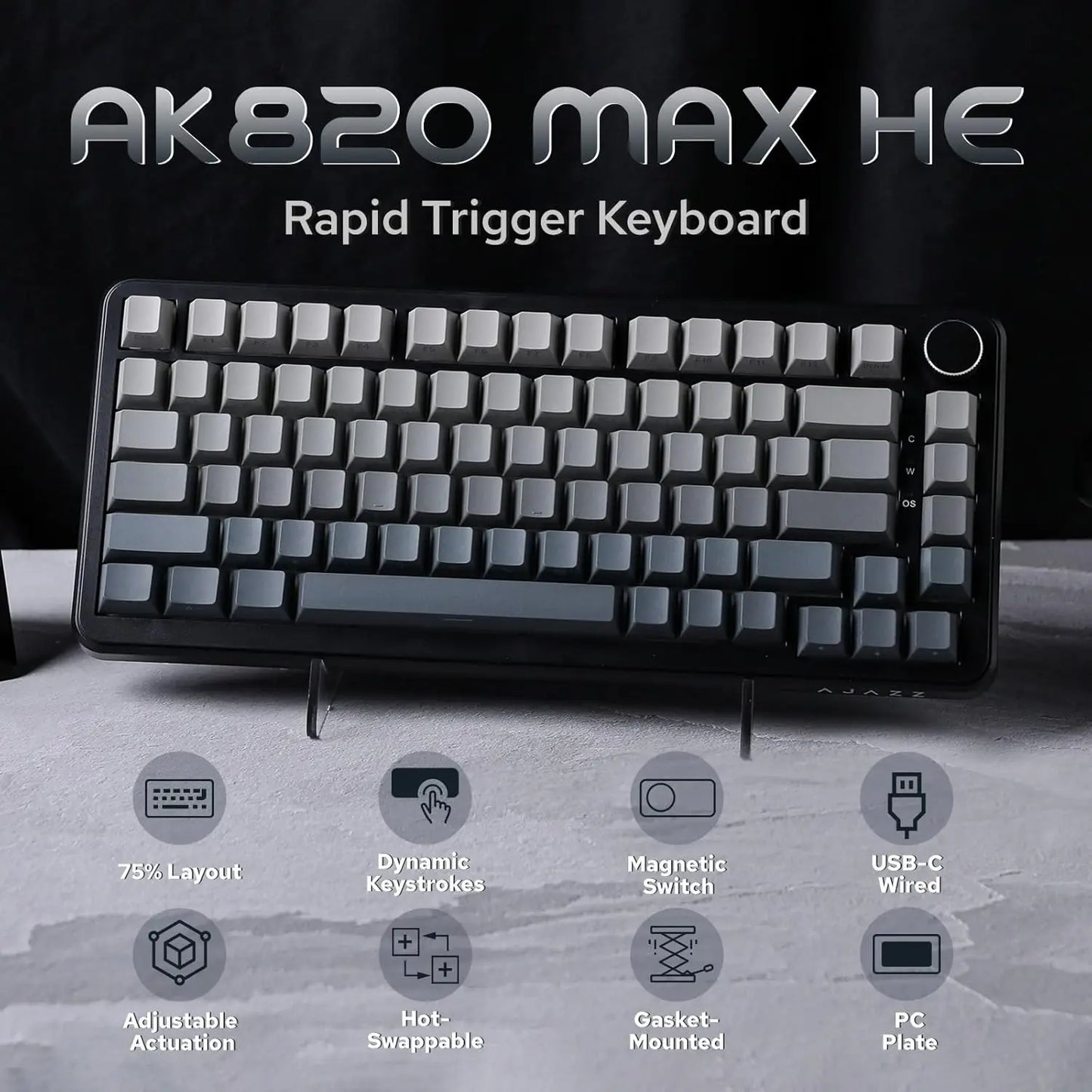 AJAZZ AK820 MAX New Magnetic Switch Type-C-Wired Only-Computer Gaming Keyboard Upgrade Gasket Mechanical Keyboard Cool RGB