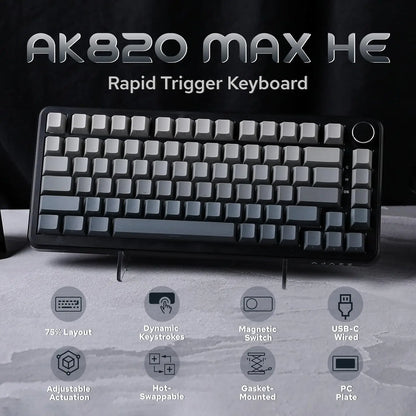 AJAZZ AK820 MAX New Magnetic Switch Type-C-Wired Only-Computer Gaming Keyboard Upgrade Gasket Mechanical Keyboard Cool RGB