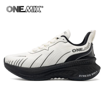 ONEMIX Nouvelles chaussures de course à amorti pour hommes, adaptées aux coureurs intensifs, à lacets, sportives, pour femmes, antidérapantes, d'extérieur, athlétiques, baskets pour hommes