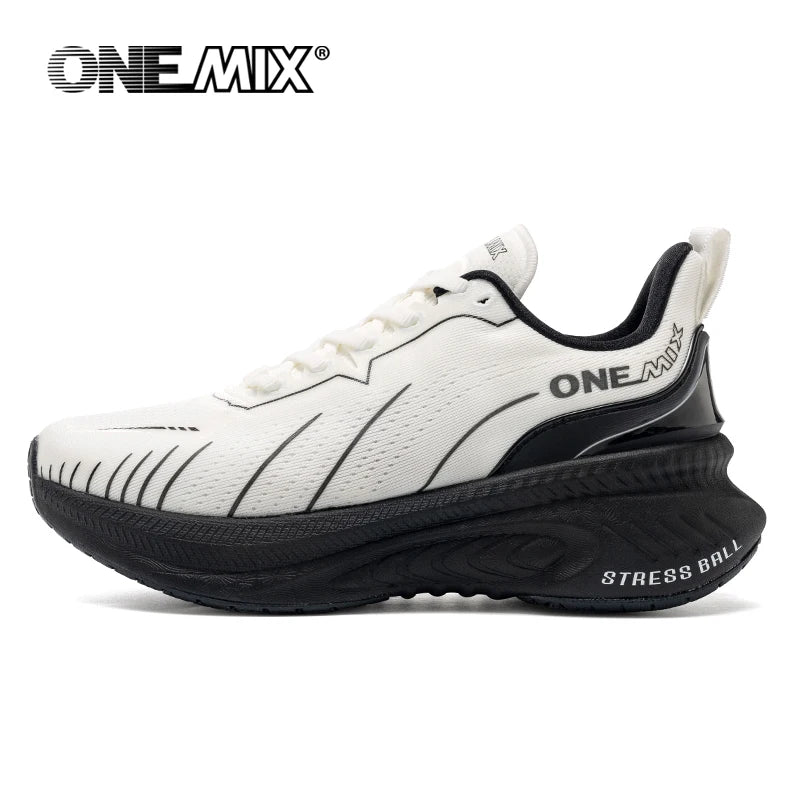 ONEMIX Nouvelles chaussures de course à amorti pour hommes, adaptées aux coureurs intensifs, à lacets, sportives, pour femmes, antidérapantes, d'extérieur, athlétiques, baskets pour hommes