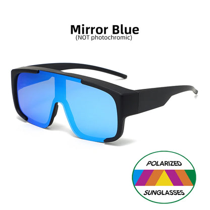 VIVIBEE Large Polarized Glasses Fit Over Sunglasses Photochromic Men Driving UV400 Fishing Outdoor Women Mirrored Dark Goggles