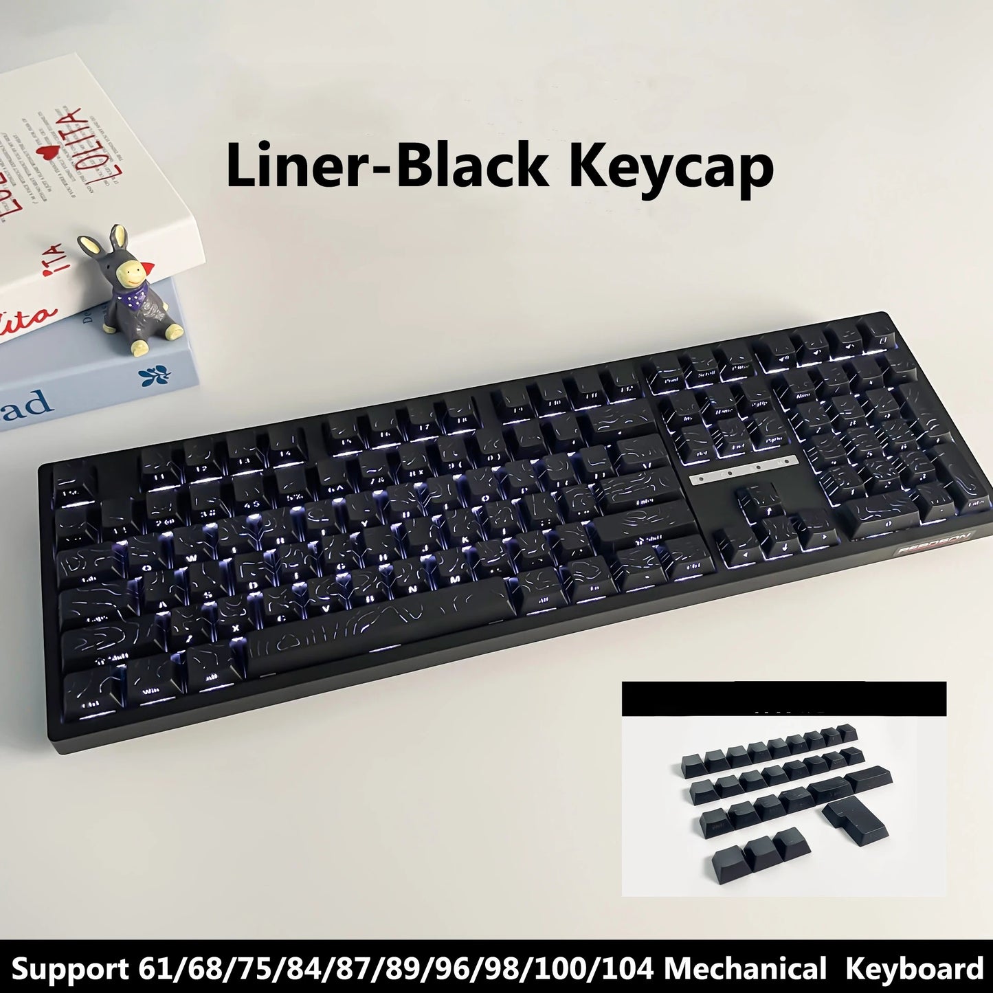 Topographic 4.0 Side Printed Keycaps Cherry Profile Double Shot PBT Keycaps for MX Switch Mechanical Keyboard with ISO Enter Shine Through Keycaps