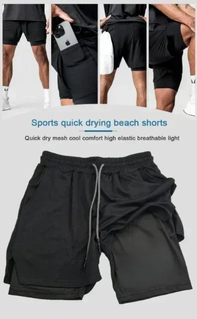 2025 Dragon Ball Animation Peripheral Double-layer Shorts American Men's Trend Fashion Breathable Loose Sports Pants