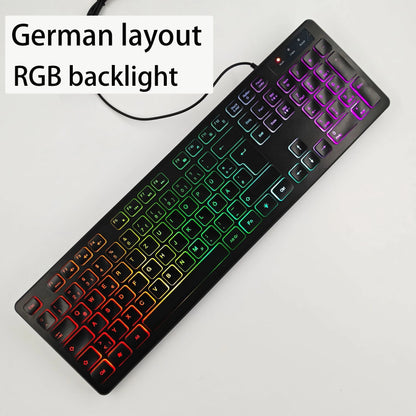 Spanish/French（AZERT）/Russian/Arabic/German keyboard layout Backlit wired Desktop Gaming Keyboard For Desktop Computer office