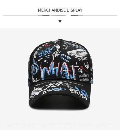 Cappellino da baseball unisex in cotone con graffiti, stampa snapback hip hop alla moda per donna e uomo