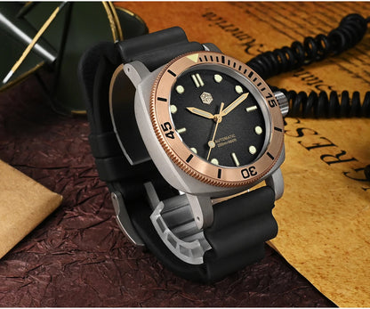 San Martin 42mm Retro Titanium Diver Watch NH35 Automatic Men's Mechanical Watches Bronze Bezel Sapphire Luminous Waterproof 200m