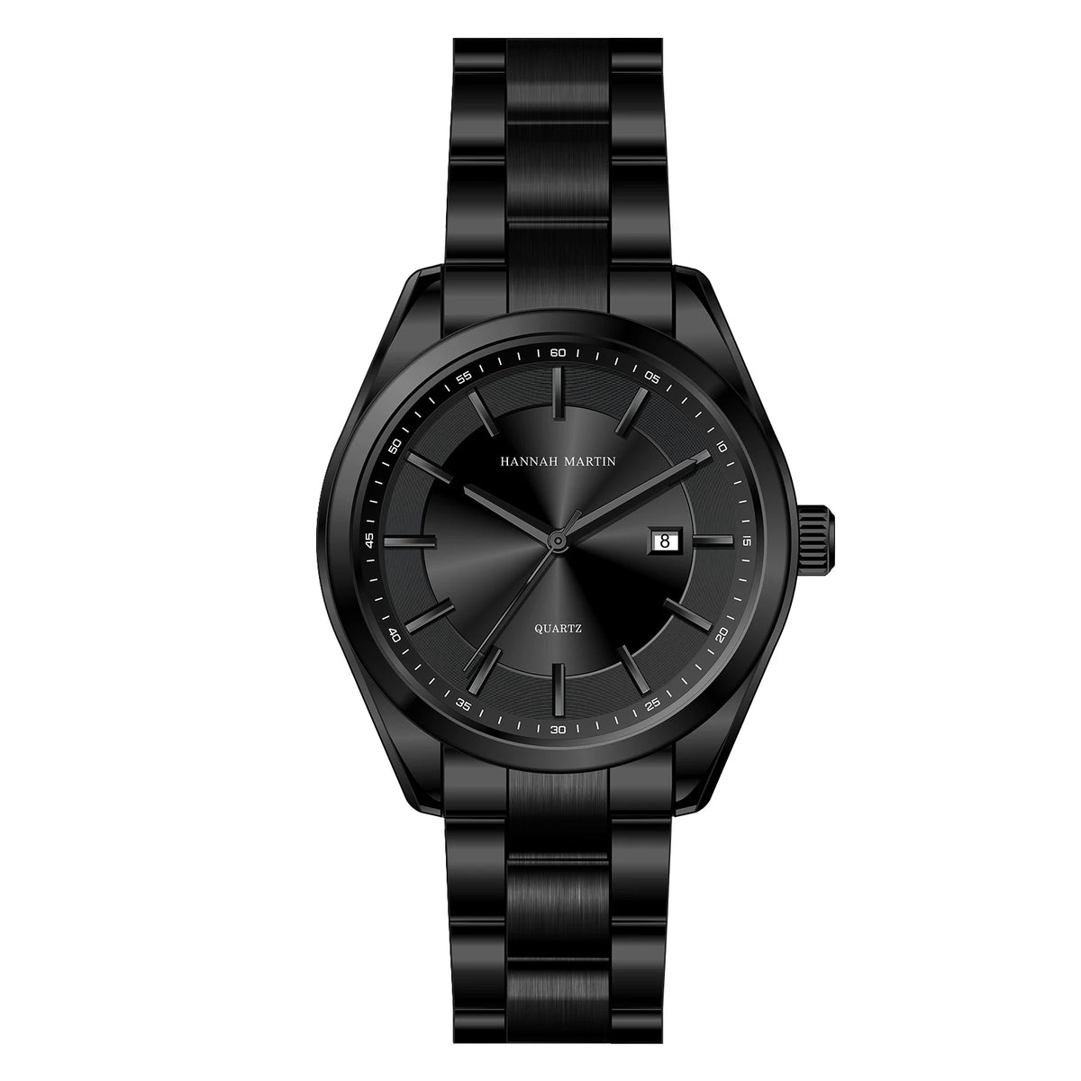 Ceas cu cuarț HANNAH MARTIN, 40 mm, pentru bărbați, brățară din oțel inoxidabil negru, rezistent la apă până la 3 bari, stil sport-chic
