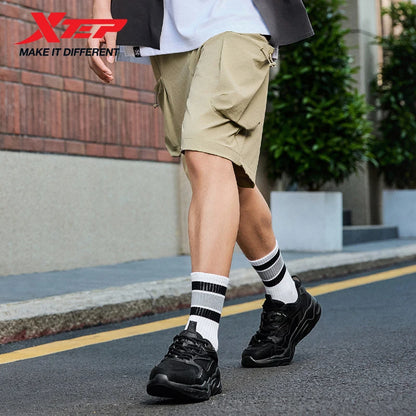 Xtep Casual Shoes For Men Breathable Thick Sole Heightened Lightweight Strong Wrapping Street Style Sports Shoes 977319320047