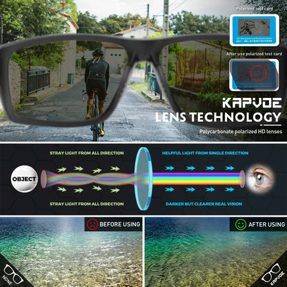 Kapvoe Polarized Fishing Sunglasses Cycling Man Women UV400 Cycling Glasses Sports Goggles Bike Eyewear MTB Bicycle Glasses