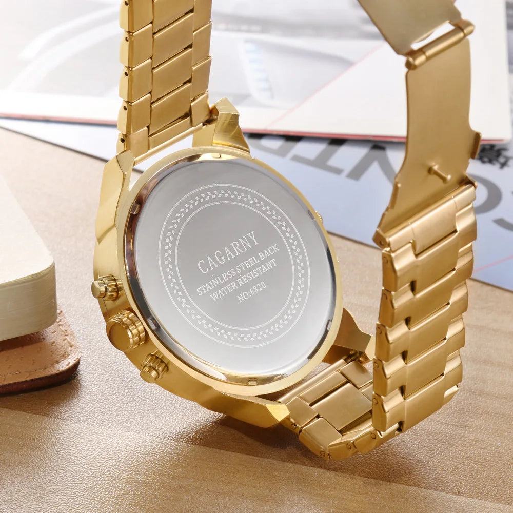 Classic Watch Men Top Brand Luxury Gold Steel Band Large Dial Quartz Wristwatches Man Male Clock Relogio Masculino Drop Shipping