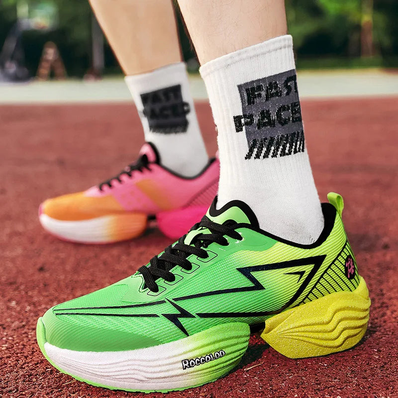 Paire de chaussures de sport professionnelles pour marathon, confortables, de jogging, amortissantes, d’entraînement, à fort rebond, antidérapantes, de course