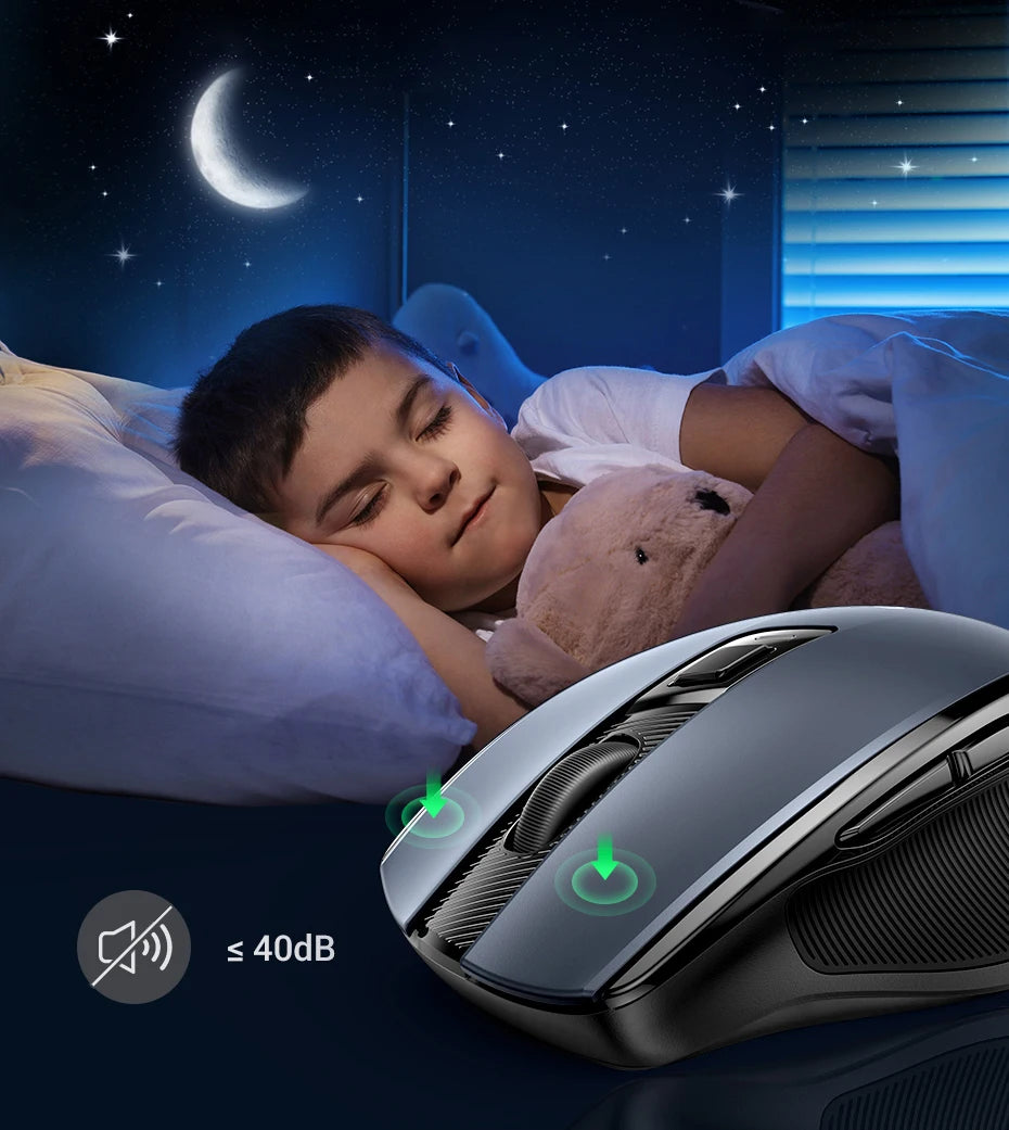 UGREEN langaton hiiri Bluetooth 5.0, ergonominen 4000DPI, 6 hiljaista painiketta, MacBookille, tableteille, kannettaville tietokoneille, tietokoneille ja PC:lle, 2.4G-hiiri