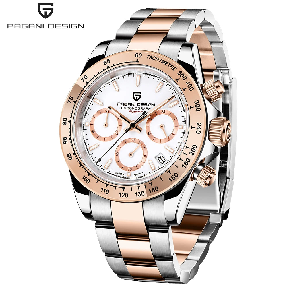 Relógio cronógrafo para homem PAGANI DESIGN – Relógio de pulso de luxo com movimento de quartzo, luminoso e estanque.
